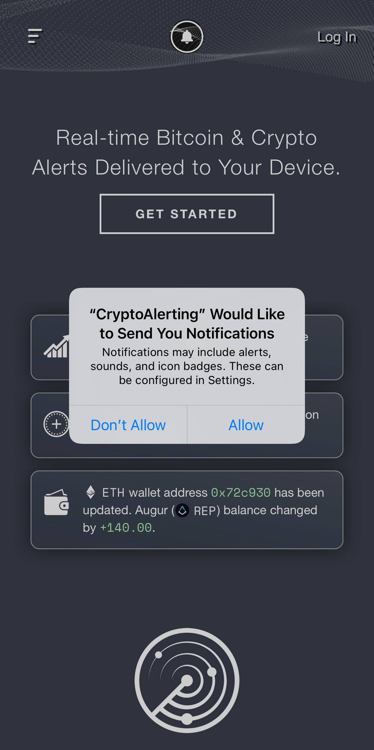 crypto coin notification